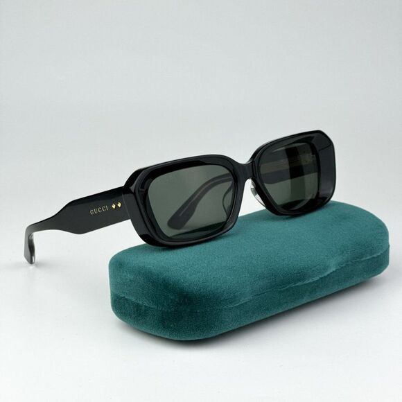 NEW Gucci GG1531SK 001 Black Grey Unisex Rectangle Sunglasses GG 1531SK - Picture 1 of 12